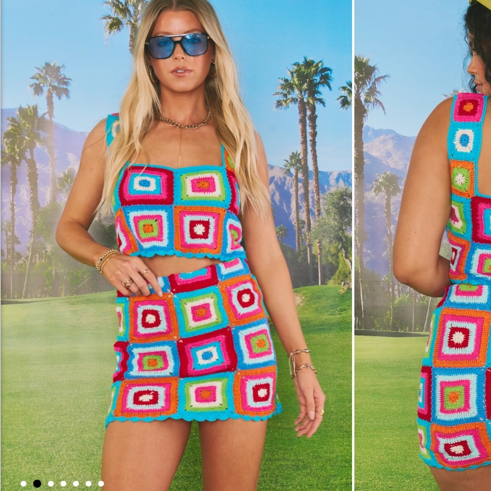 Show Me Your Mumu Crochet Top Womens S Virgo New Boho Festival Crop Square Knit